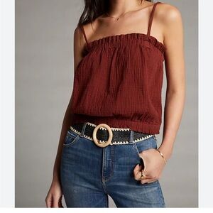Anthropologie Women April Gauzy Tank Top Brown XS Detachable‎ Strap Cotton $68